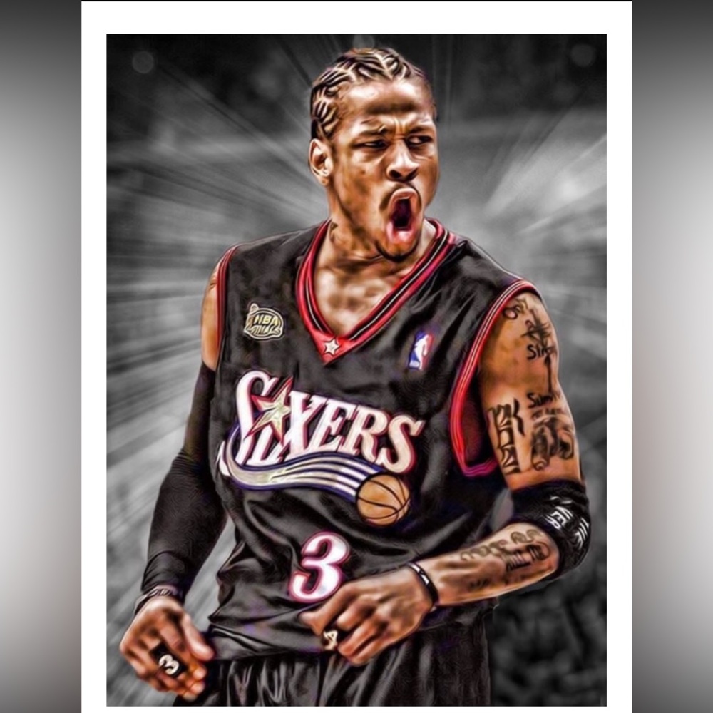 NEW ALLEN IVERSON 8.5x11 ULTRA GLOSSY PHILADELPHIA 76ERS SELF CREATED ART POSTER